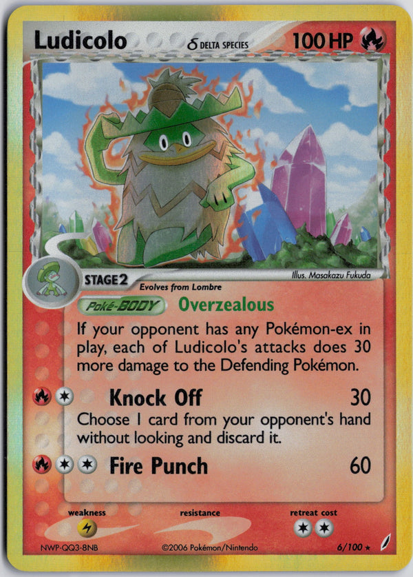 Carta Pokémon Ludicolo δ · Crystal Guardians #6/100 (NM) — pieza única en Moon's Collectibles México