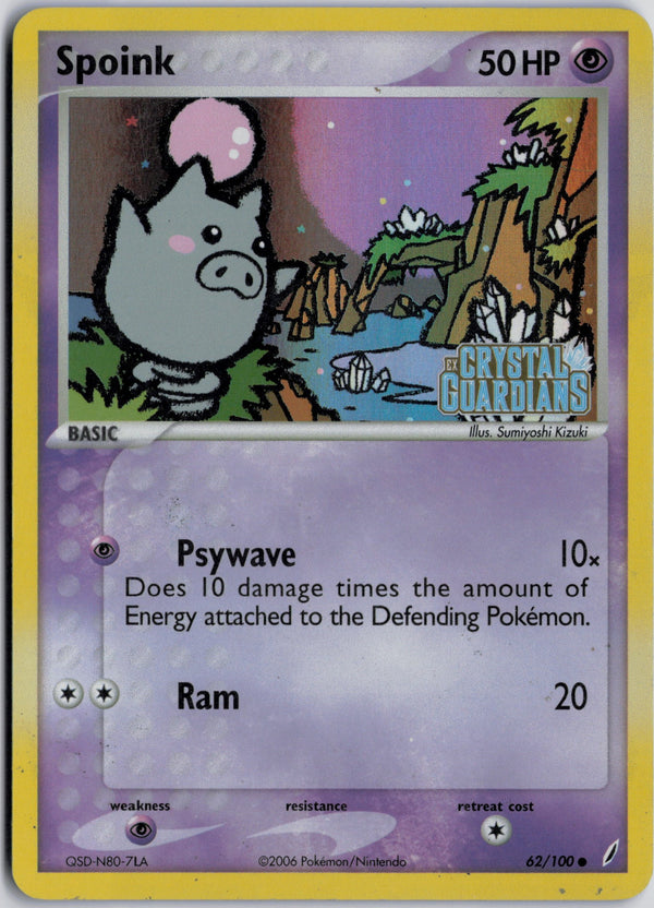 Carta Pokémon Spoink · Crystal Guardians #62/100 (MP) — pieza única en Moon's Collectibles México