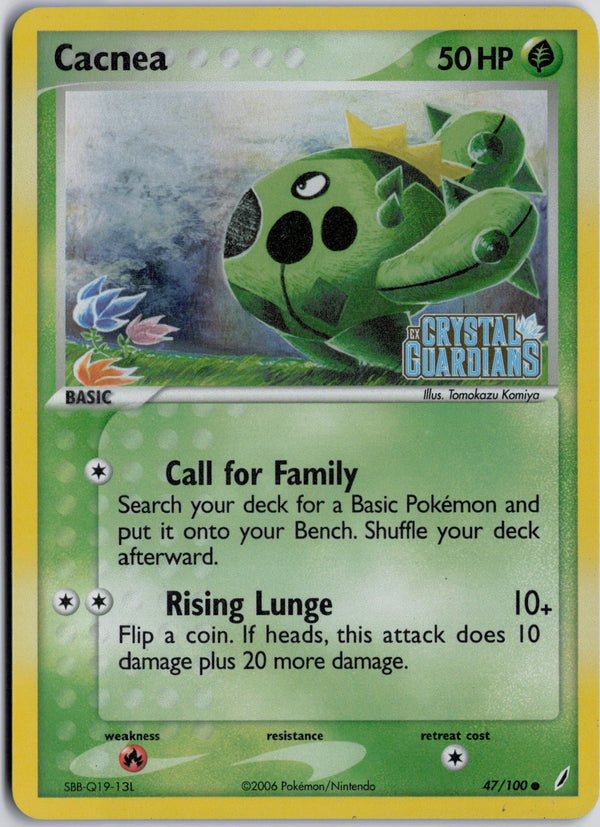 Carta Pokémon Cacnea · Crystal Guardians #47/100 (NM) — pieza única en Moon's Collectibles México