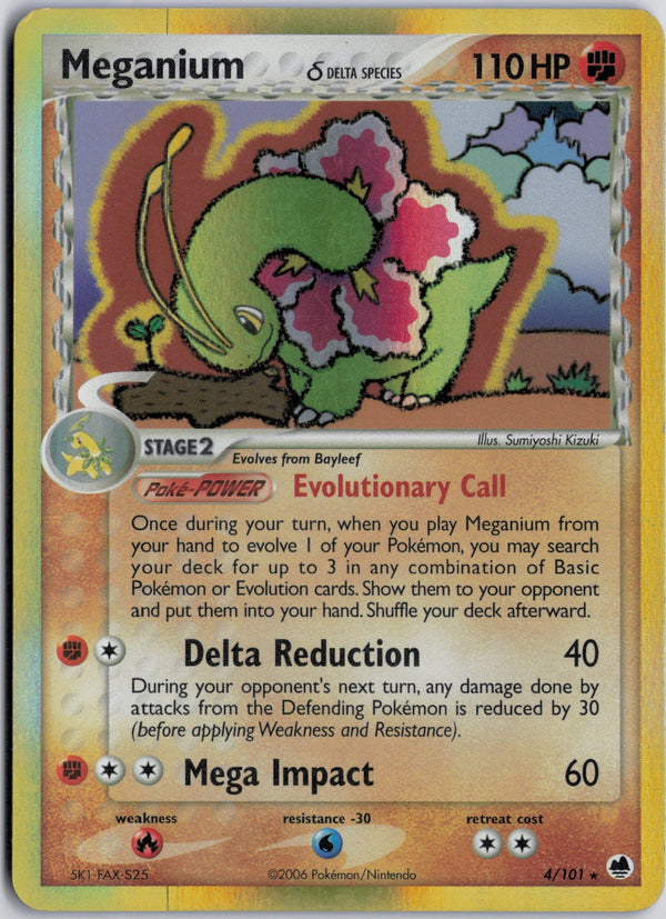 Carta Pokémon Meganium δ · Dragon Frontiers #4/101 (HP) — pieza única en Moon's Collectibles México