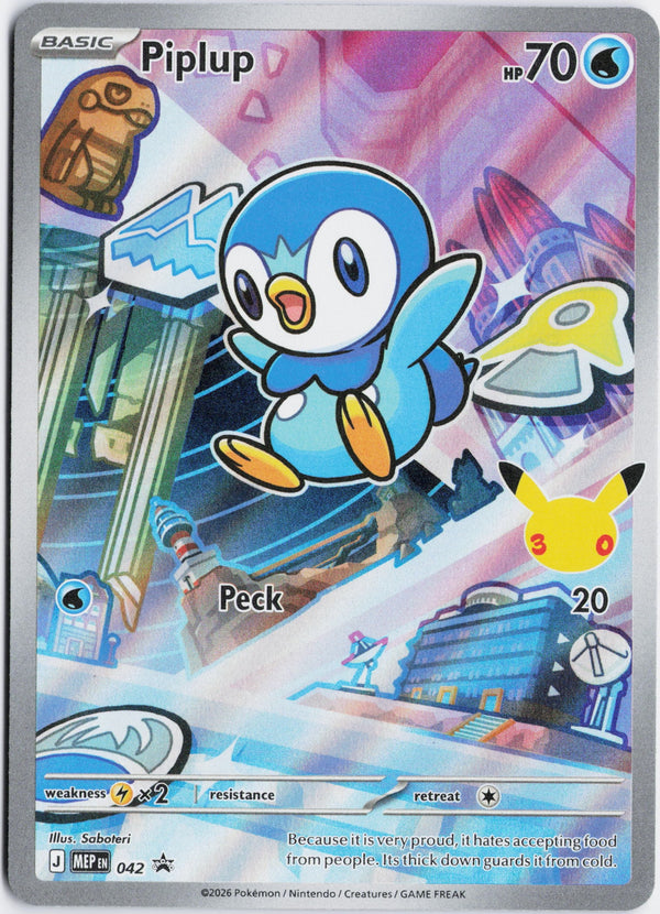 Carta Pokémon Piplup · Mega Evolution Black Star Promos #042 (NM) — pieza única en Moon's Collectibles México