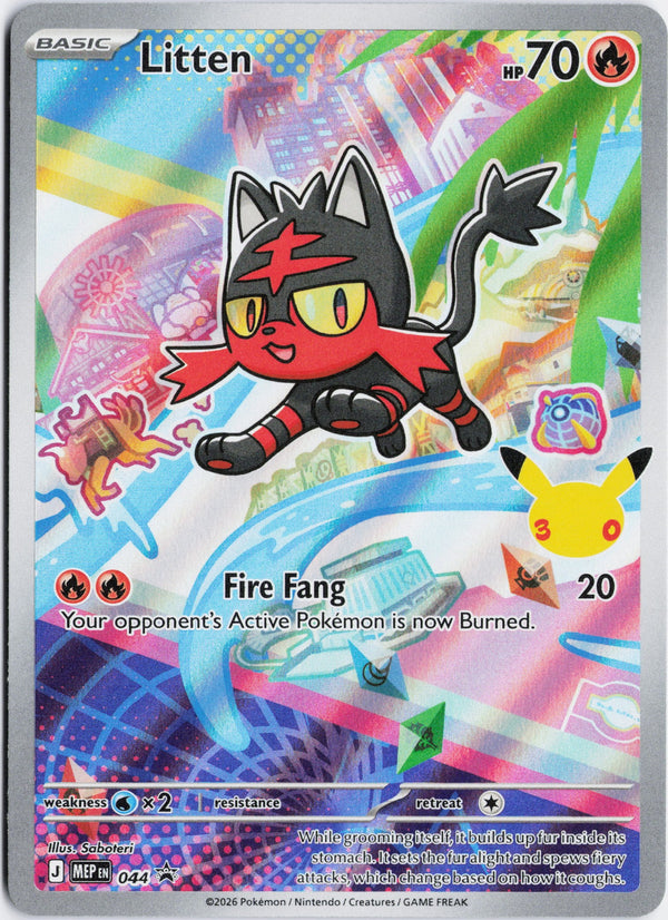 Carta Pokémon Litten · Mega Evolution Black Star Promos #044 (NM) — pieza única en Moon's Collectibles México