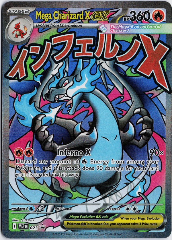 Carta Pokémon Mega Charizard X ex · Mega Evolution Black Star Promo #023 (LP) — pieza única en Moon's Collectibles México