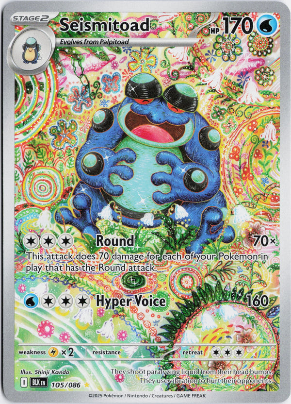 Carta Pokémon Seismitoad · Black Bolt #105/086 (NM) — pieza única en Moon's Collectibles México
