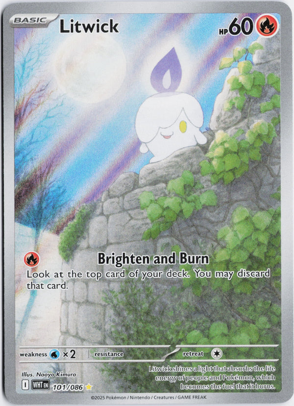 Carta Pokémon Litwick · White Flare #101/086 (NM) — pieza única en Moon's Collectibles México