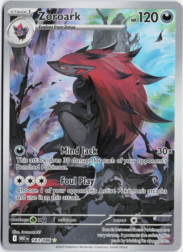Carta Pokémon Zoroark · White Flare #143/086 (NM) — pieza única en Moon's Collectibles México