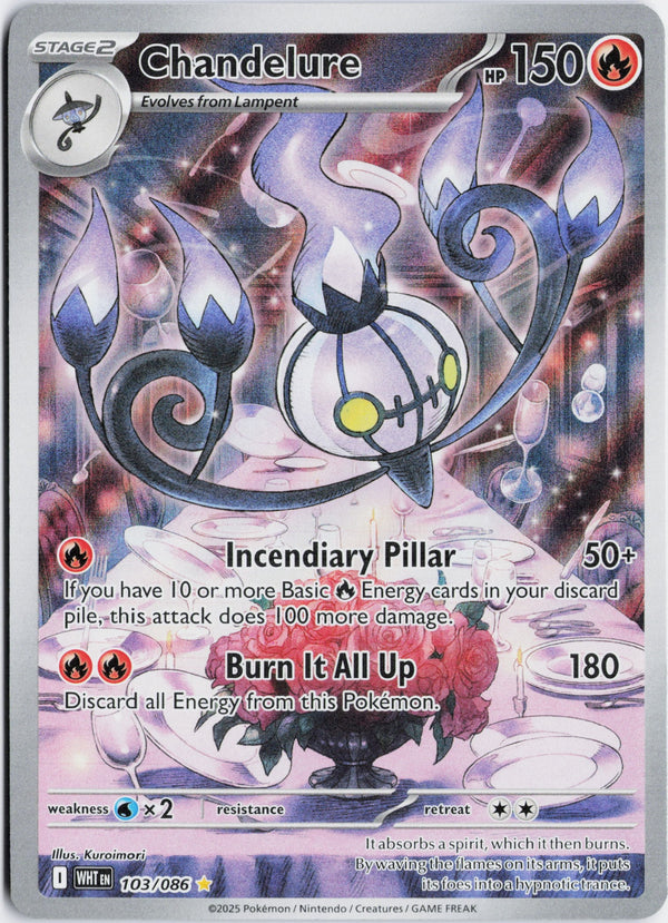 Carta Pokémon Chandelure · White Flare #103/086 (NM) — pieza única en Moon's Collectibles México