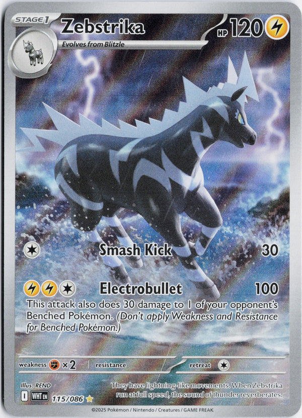 Carta Pokémon Zebstrika · White Flare #115/086 (NM) — pieza única en Moon's Collectibles México