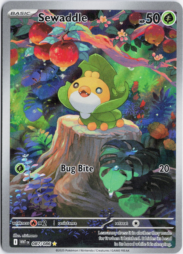 Carta Pokémon Sewaddle · White Flare #087/086 (NM) — pieza única en Moon's Collectibles México