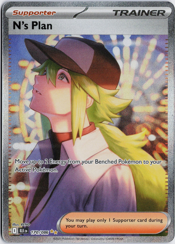 Carta Pokémon N's Plan · Black Bolt #170/086 (LP) — pieza única en Moon's Collectibles México