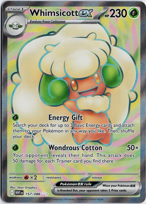 Carta Pokémon Whimsicott ex · White Flare #157/086 (NM) — pieza única en Moon's Collectibles México