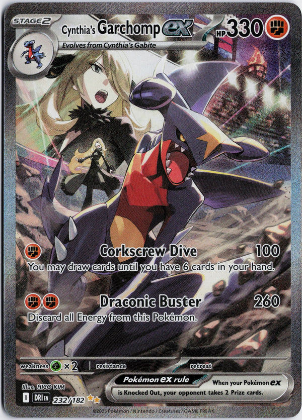 Carta Pokémon Cynthia's Garchomp ex · Destined Rivals #232/182 (NM) — pieza única en Moon's Collectibles México
