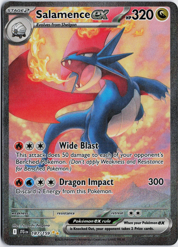 Carta Pokémon Salamence ex · Journey Together #187/159 (NM) — pieza única en Moon's Collectibles México