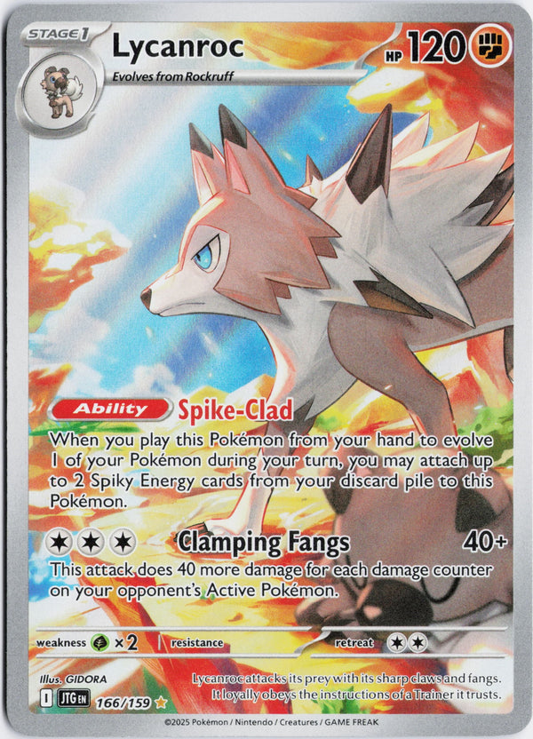 Carta Pokémon Lycanroc · Journey Together #166/159 (NM) — pieza única en Moon's Collectibles México