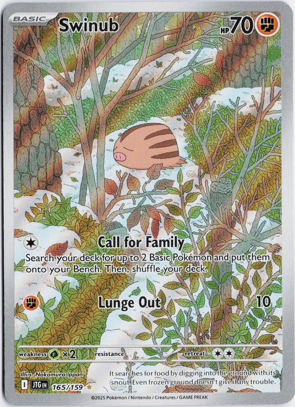 Carta Pokémon Swinub · Journey Together #165/159 (NM) — pieza única en Moon's Collectibles México