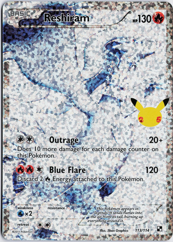 Carta Pokémon Reshiram · Celebrations: Classic Collection #113 (NM) — pieza única en Moon's Collectibles México