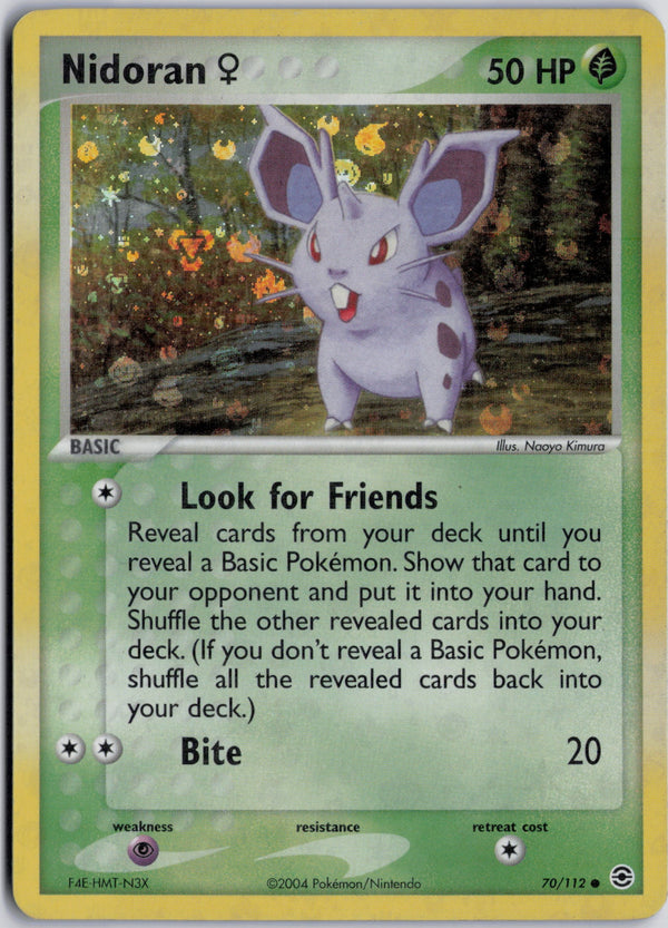 Carta Pokémon Nidoran ♀ · FireRed & LeafGreen #70/112 (MP) — pieza única en Moon's Collectibles México