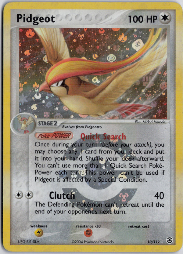 Carta Pokémon Pidgeot · FireRed & LeafGreen #10/112 (NM) — pieza única en Moon's Collectibles México