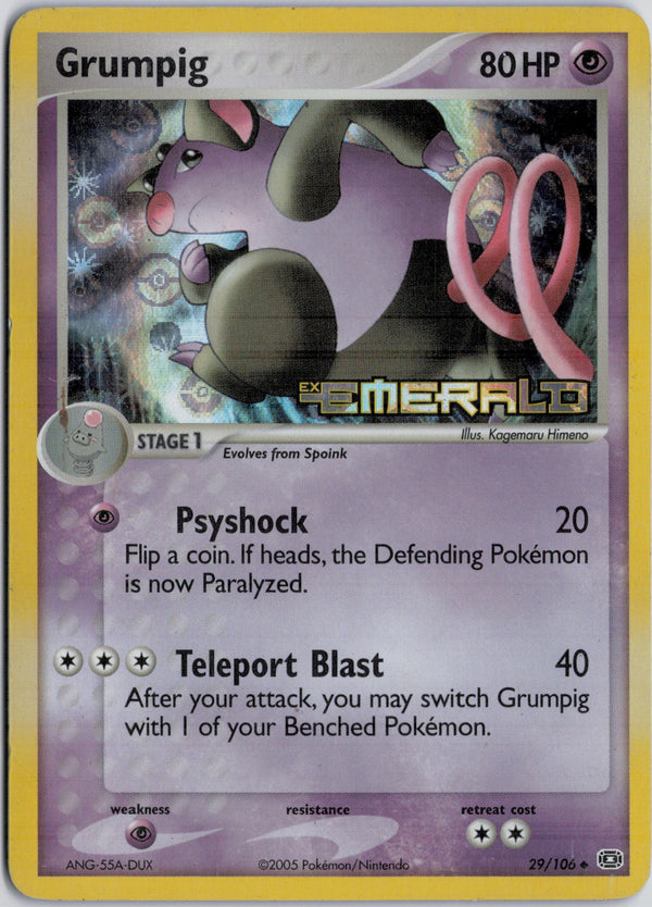 Carta Pokémon Grumpig · Emerald #29/106 (NM) — pieza única en Moon's Collectibles México