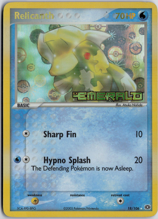 Carta Pokémon Relicanth · Emerald #18/106 (MP) — pieza única en Moon's Collectibles México