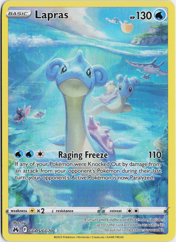 Carta Pokémon Lapras · Crown Zenith Galarian Gallery #GG05/GG70 (NM) — pieza única en Moon's Collectibles México