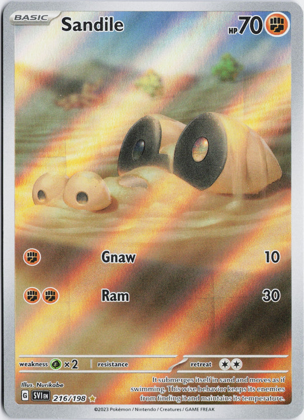 Carta Pokémon Sandile · Scarlet & Violet #216/198 (NM) — pieza única en Moon's Collectibles México