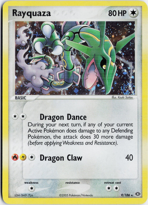 Carta Pokémon Rayquaza · Emerald #9/106 (LP) — pieza única en Moon's Collectibles México