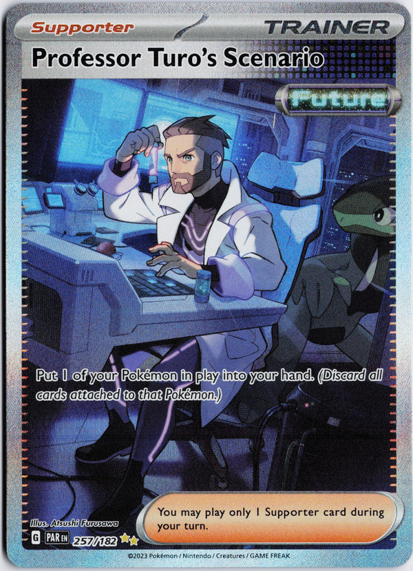 Carta Pokémon Professor Turo's Scenario · Paradox Rift #257/182 (NM) — pieza única en Moon's Collectibles México
