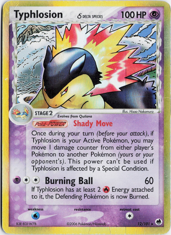 Carta Pokémon Typhlosion δ · Dragon Frontiers #12/101 (DMG) — pieza única en Moon's Collectibles México
