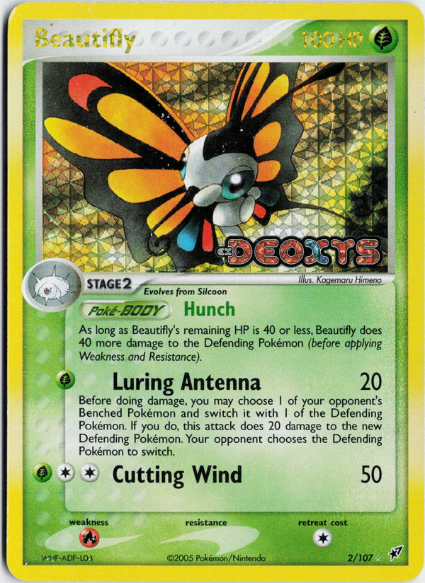 Carta Pokémon Beautifly · Deoxys #2/107 (LP) — pieza única en Moon's Collectibles México