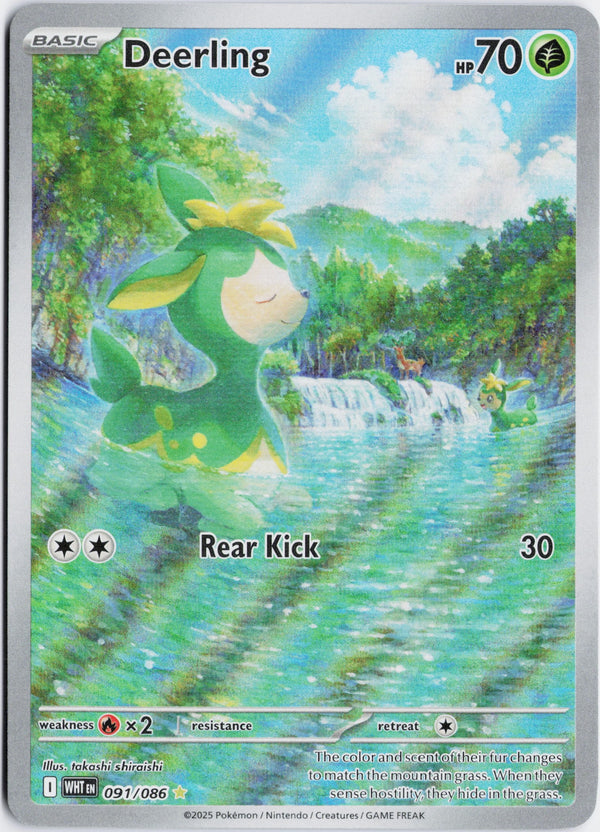 Carta Pokémon Deerling · White Flare #091/086 (NM) — pieza única en Moon's Collectibles México