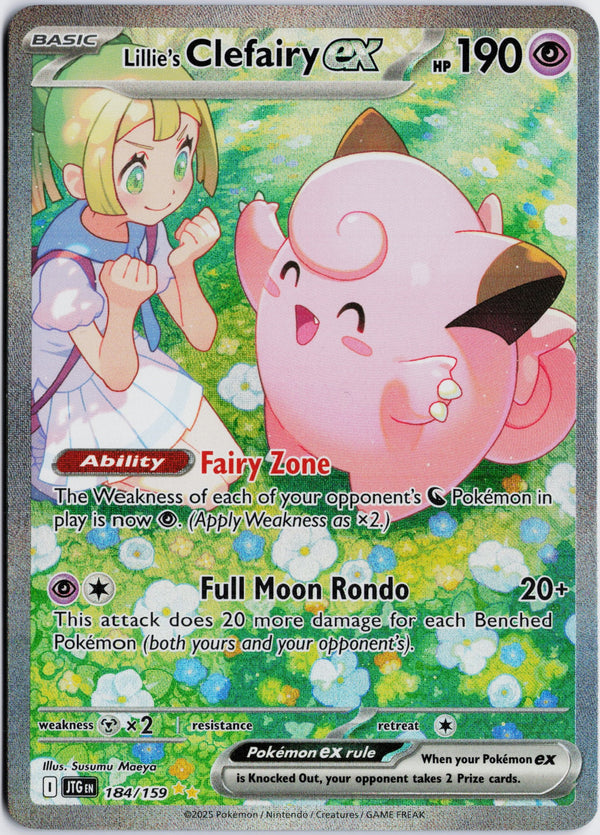 Carta Pokémon Lillie's Clefairy ex · Journey Together #184/159 (NM) — pieza única en Moon's Collectibles México