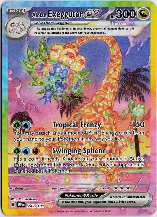 Carta Pokémon Alolan Exeggutor ex · Surging Sparks #242/191 (NM) — pieza única en Moon's Collectibles México