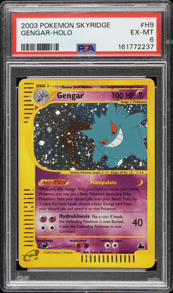 Carta Pokémon Gengar · Skyridge #H9/H32 (PSA 6) — pieza única en Moon's Collectibles México