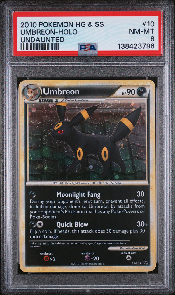 Carta Pokémon Umbreon · HS—Undaunted #10/90 (PSA 8) — pieza única en Moon's Collectibles México
