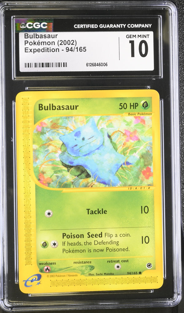 Carta Pokémon Bulbasaur · Expedition Base Set #94/165 (CGC 10) — pieza única en Moon's Collectibles México