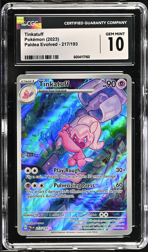 Carta Pokémon Tinkatuff · Paldea Evolved #217/193 (CGC 10) — pieza única en Moon's Collectibles México