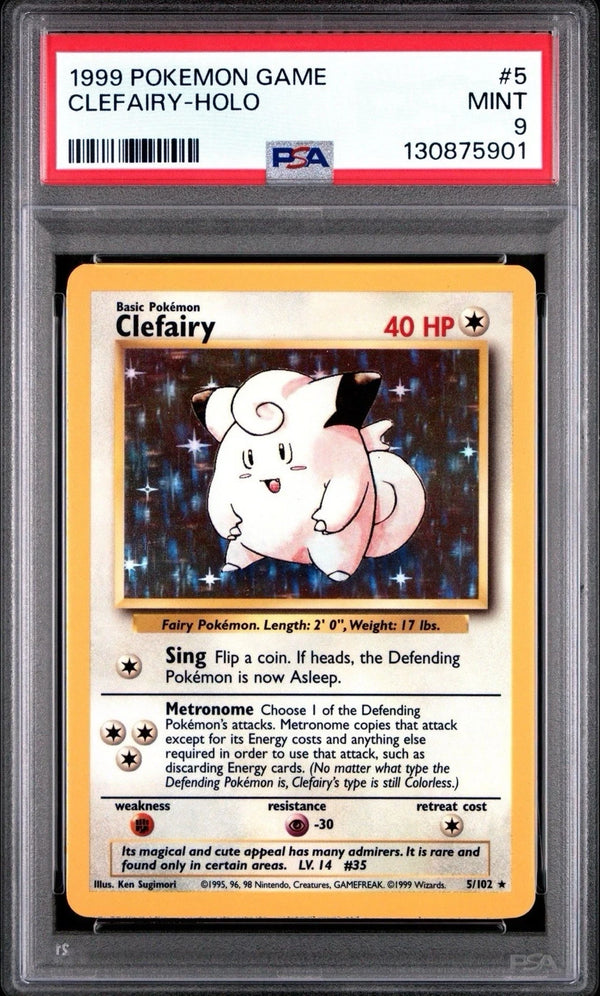 Carta Pokémon Clefairy · Base #5/102 (PSA 9) — pieza única en Moon's Collectibles México