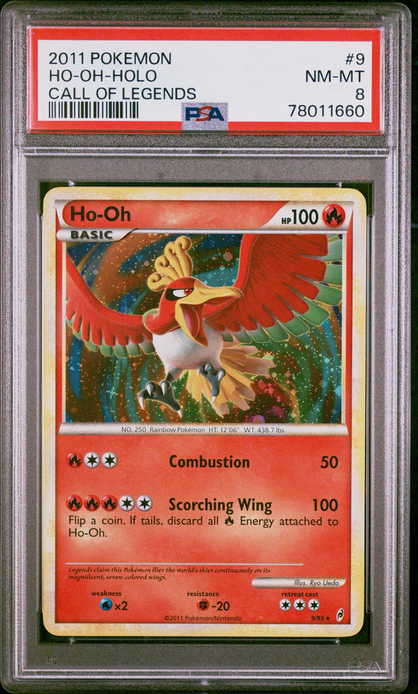 Carta Pokémon Ho-Oh · Call of Legends #9/95 (PSA 8) — pieza única en Moon's Collectibles México