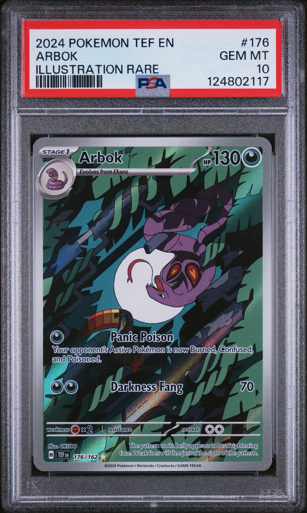 Carta Pokémon Arbok · Temporal Forces #176/162 (PSA 10) — pieza única en Moon's Collectibles México