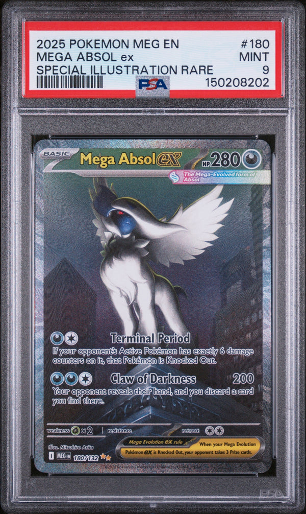 Carta Pokémon Mega Absol ex · Mega Evolution #180/132 (PSA 9) — pieza única en Moon's Collectibles México