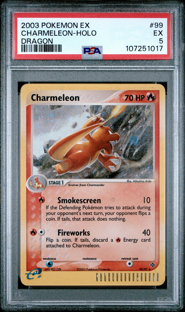 Carta Pokémon Charmeleon · Dragon #99/97 (PSA 5) — pieza única en Moon's Collectibles México