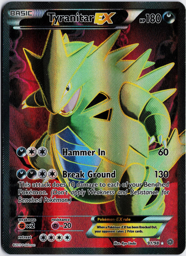 Carta Pokémon Tyranitar-EX · Ancient Origins #91/98 (LP) — pieza única en Moon's Collectibles México
