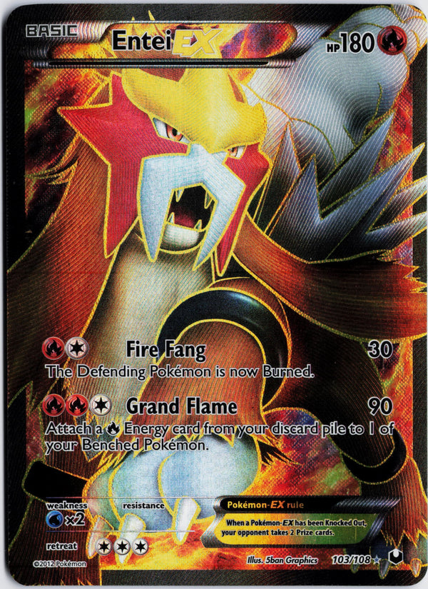 Carta Pokémon Entei-EX · Dark Explorers #103/108 (LP) — pieza única en Moon's Collectibles México