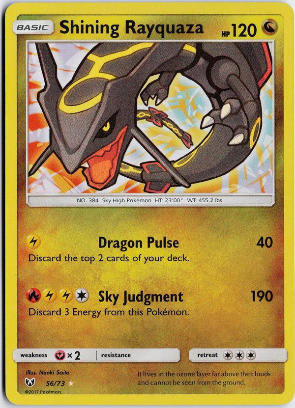 Carta Pokémon Shining Rayquaza · Shining Legends #56/73 (NM) — pieza única en Moon's Collectibles México