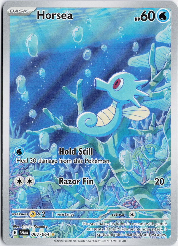 Carta Pokémon Horsea · Shrouded Fable #067/064 (NM) — pieza única en Moon's Collectibles México