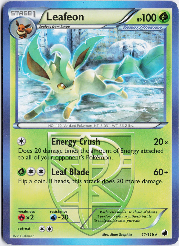 Carta Pokémon Leafeon · Plasma Freeze #11/116 (LP) — pieza única en Moon's Collectibles México