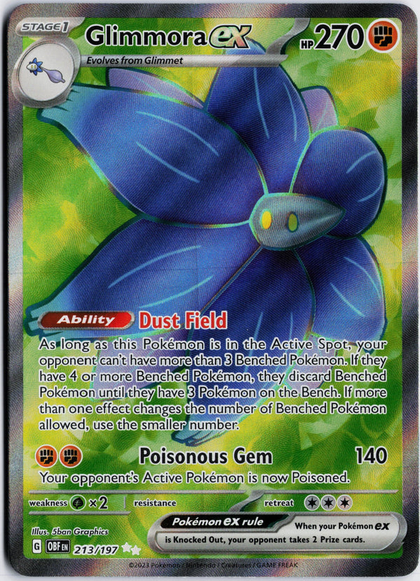 Carta Pokémon Glimmora ex · Obsidian Flames #213/197 (NM) — pieza única en Moon's Collectibles México
