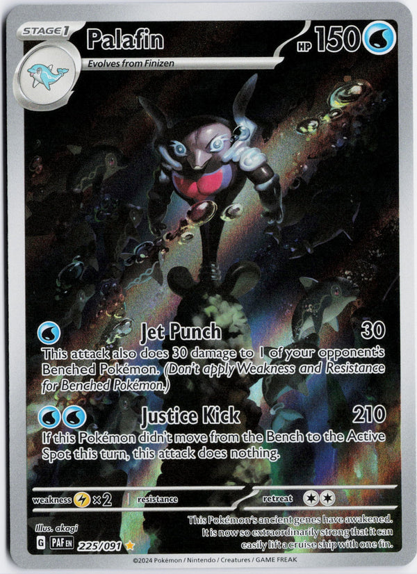 Carta Pokémon Palafin · Paldean Fates #225/091 (NM) — pieza única en Moon's Collectibles México