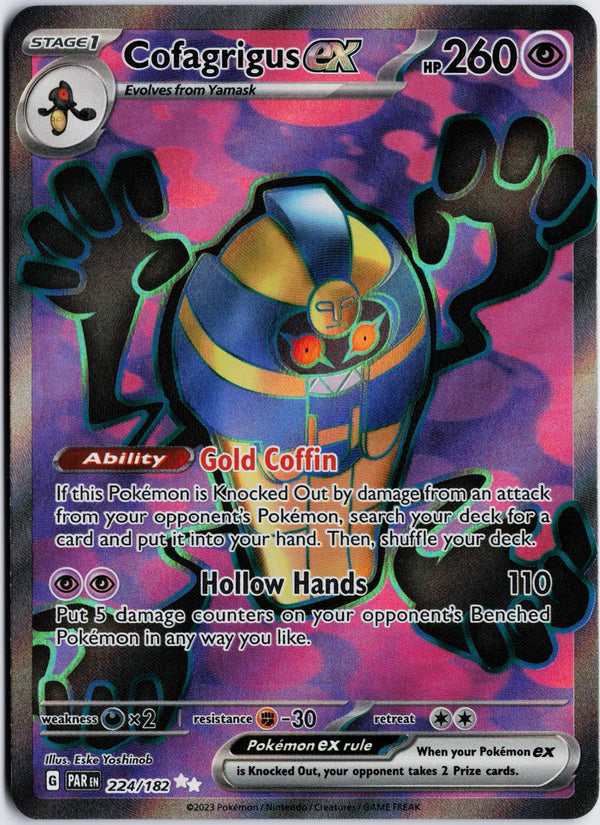 Carta Pokémon Cofagrigus ex · Paradox Rift #224/182 (NM) — pieza única en Moon's Collectibles México
